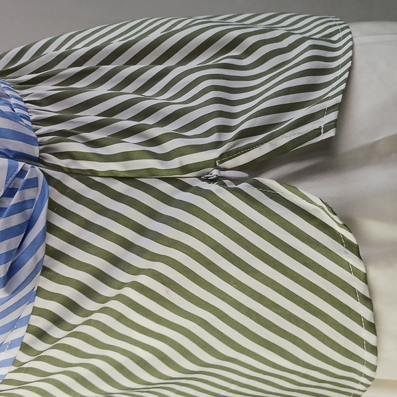 Veronica Beard Blue Striped/Gray Striped Blouse. - Picture 9 of 10